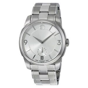 Movado LX Watch 0606627, 40mm, Stainless Steel, White Dial, Date, Quartz Mov